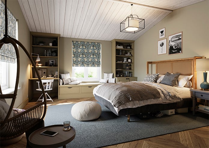 William Morris At Home Pimpernel Velvet, Indigo - Twist&Fit Roman Blind - Image 7